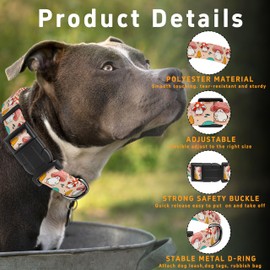 Seyezo Dog Collar, Cute Cartoon Mushroom Boys Girls Puppy Collar for Small Medium Large Dogs, Adjustable Soft Pet Collar with Safety Buckle for Male Females(Pink Mushroom,XS)