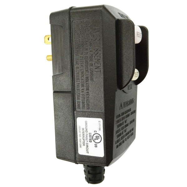 WELLONG GFCI Plug Replacement 15 Amp 3 Prong GFI Waterproof Circuit Breaker UL Listed for Pressure Washer Pool Pump Hair Dryer etc Black, Medium