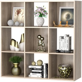 Epetlover 9 Cube Storage Shelf Organizer, Wood Bookshelf Organization Unit, Cube Shelves for Home Office Bedroom Living Room, Natural