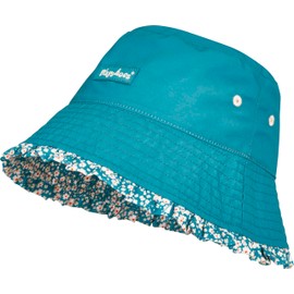 Playshoes Unisex Children's Reversible Sun Hat, Petrol flowers, 53