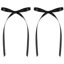 XuJJunB Ribbon Hair Accessories, Set of 2, Hair Ribbon, Barrette, Hair Accessory, Ribbon, Hair Clip, Hair Ornament, Ribbon Clip, Ribbon Pin, Hair Arrangement (Black)