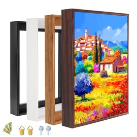 Canvas Floater Frame for 1” to 1 1/4” Deep Gallery-Wrapped Canvas, Modern Wood-Look Floating Frame for Finished Wall Art, Oil Paintings for Gallery Bedroom Studio, Made in USA​(Light Brown,11x14inch)