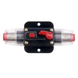 JIAKUPA 12V-24V DC 150A Fuse Holder Fuse Inverter Circuit Breaker Fuse Manual Reset for Boat Car Audio Stereo Switch and Solar Inverter System 150 Amps