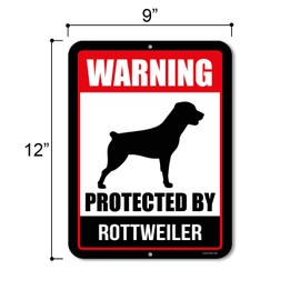 Honey Dew Gifts, Warning Protected By Rottweiler, Beware of Dog Aluminum Sign, 9 Inch by 12 Inch, Property Sign, HDG-1063