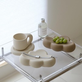 Cube Cloud Ring Holder, Chubby Trinket Dish, Matte Crème