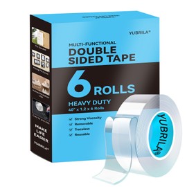 Yubrila 6 Rolls,Double Sided Tape Heavy Duty,Strong Nano Adhesive Mounting Tape for Walls Decor Picture Poster Hanging Strips Blue