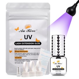 UV Eyelash Extension Glue 3ml Lash Extensions Glue Light Curing Extra Strong Bond UV Lash Glue Adhesive 1-Second Ultra Quick Drying 8-10 Weeks Long Lasting for Professional Use Only