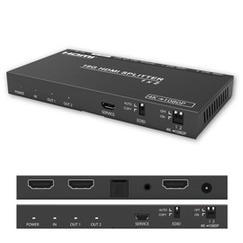 DAIAD HDMI Splitter 4K 60Hz HDR Support 2 Output Compact Splitter 2 Splitter 3.5mm HDCP Disabled 4K TV Audio Isolation