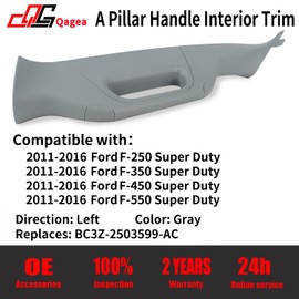 Qagea A-Pillar Grab Handle Interior Trim Driver Left Side Replacement for 2011-2016 Ford F250 F350 F450 F550 Super Duty Replace BC3Z-2503599-AC BC3Z2503599AC(Left, Gray)