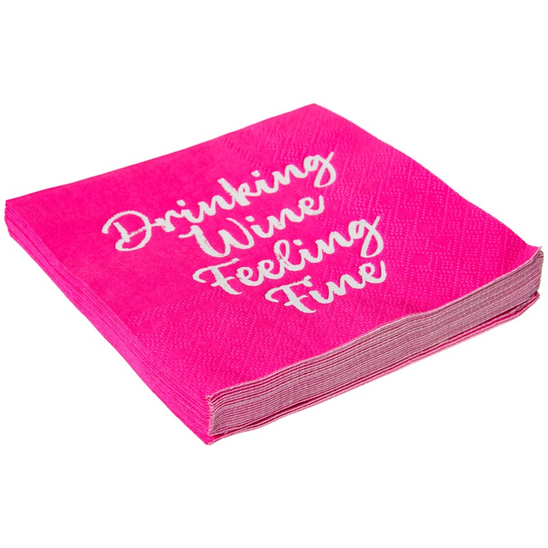 C.R. Gibson TW4-25851 Drinking Wine Feeling Fine Disposable Paper Cocktail