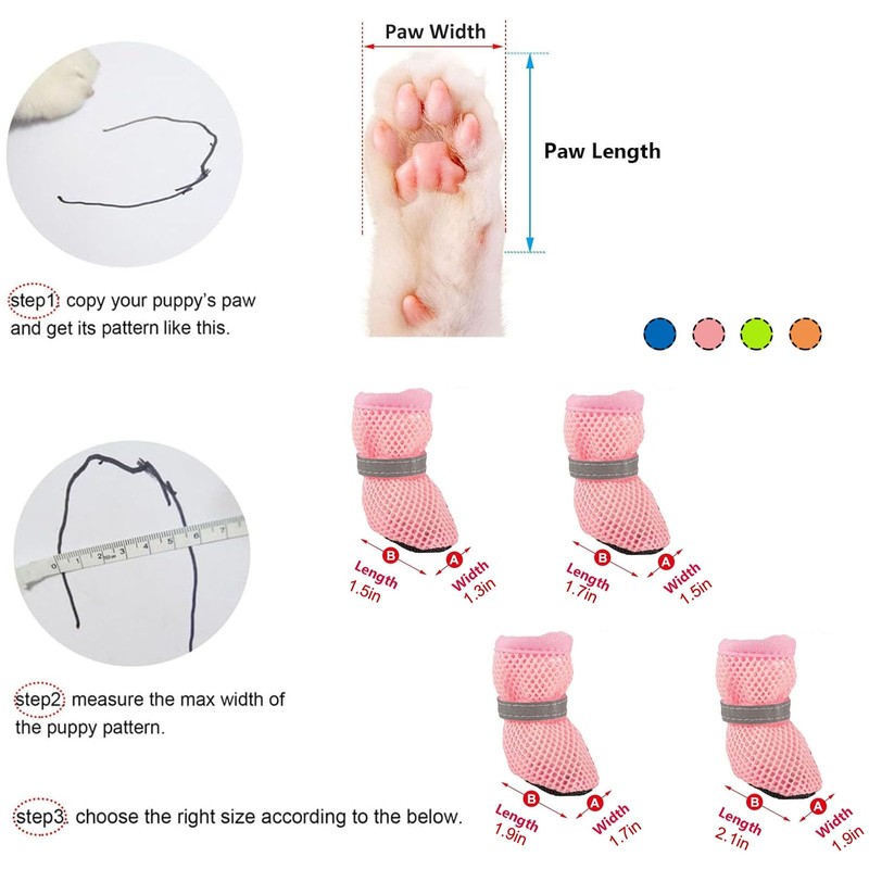 4PCS Small Dog Shoes, Breathable Mesh Boots,Summer Breathable Dog Boots