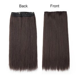 Yamel Clip in Hair Extensions 2 piece set with 4 clips Short 8 inch Straight Synthetic Hairpieces for Women Hair Volumizing Natural Dark Brown