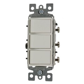 Leviton 15 Amp, 120 Volt, Individual Switches, Decora Three Rocker Combination Switch, Commercial Grade, with Ground Screw, 1755-2W, White