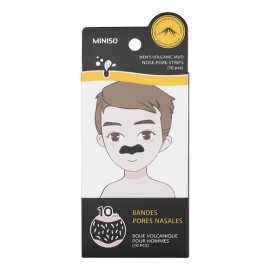 Miniso Paquete Bandas Nasales Hombre Barro Volcánico 10pzs