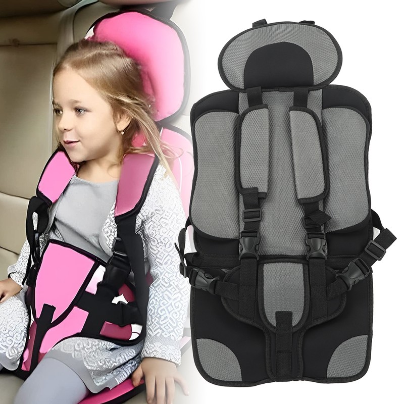 Children Safety Seat Simple Car Portable Seat Foldable Adjustable Strap