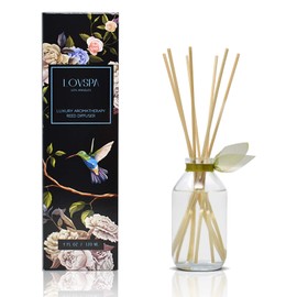 LOVSPA Sage & Lemongrass Reed Diffuser Set - Lemon, Kiwi, Clary Sage & Lemongrass Scent Diffuser - Reed Diffusers for Home with Long Lasting Fragrance - Non-Toxic Oil Reed Diffuser - Made in The USA