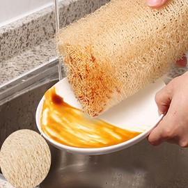 5PCS Dish Loofah Sponges, Dishwashing Non Scratch Organic Luffa Sponge, Biodegradable, Nature Pot Scrubber for Kitchen Cleaning Shower Scrubbing