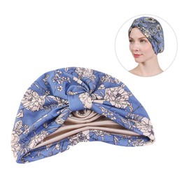 FOMIYES Double-Layer Satin Bonnet Sleep Cap Warm Hat for Night Sleep Hair Protector Soft Hair Cap Women's Accessories Blue