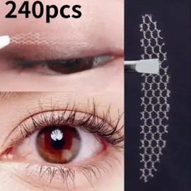 Lace-L 240개 보이지 않는 이중 눈꺼풀 테이프 천연 레이스 투명 베이지 스트라이프 도구가 포함된 천연 아이 메이 [[3]Lace-M 240Pcs] 240 Invisible Double Eyelid Tape Natural Lace Transparent Beige with Stripes and Accessories [[3] Lace-M 240Pcs]
