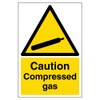 V Safety Caution Compressed Gas Warning Sign - 200mm x