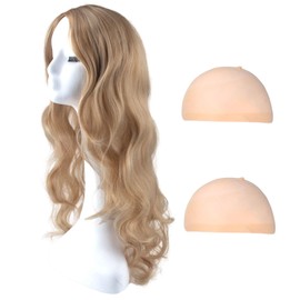MUNSKT Lange blonde lockige Perücke für Frauen, 27 Zoll gewelltes Kunsthaar-Ersatzperücke, perfekt für Kostümpartys, langlebig und elegant.