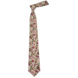 Mens Floral Pattern Tie and Pocket Square Set - Slim - Regular - Extra Long Necktie (Dusty Rose, Slim)