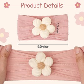 3 Pieces Baby Flower Headbands, Nylon Baby Headbands, Soft Baby Headbands, Elastic Headbands