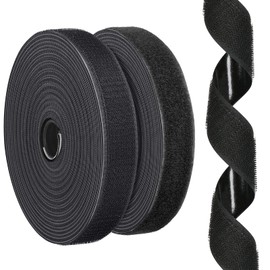 1 Inch x 41 Ft Strips with Adhesive, Nylon Self Adhesive Heavy Duty Strips, Double Sided Sticky Back Fastener Roll Tape for Home Office School Car and Crafting Organization Black