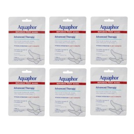 Aquaphor Mascarillas reparadoras para pies, calcetines hidratantes para pies secos, tratamiento hidratante para el cuidado de los pies con aceite de aguacate y manteca de karité, paquete de 6