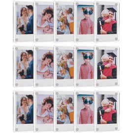 15PCS Marcos Acrilico Magnéticos de Acrílico, Mini Marcos Transparentes para Fotos Instantáneas, Marco Magnético Instax de 2.36 x 3.54 Pulgadas para Exhibir en El Refrigerador.