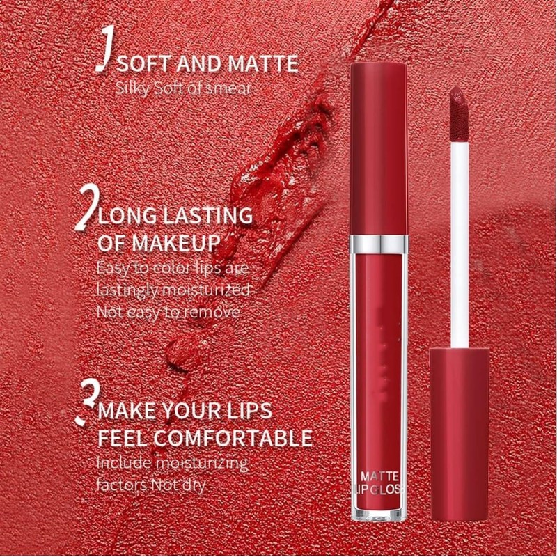 Labial Mate de Larga Duración, Labial Líquido, 6 Piezas Labial