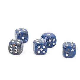 WeLoveBeads W6 Cube (16 mm) in Blue Gold/White Dots - Made in Germany - Pack of 5