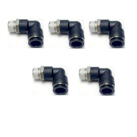 VETLEY Pneumatic Elbow Push to Connect Fitting 1/2 Inch Tube OD x 3/8 NPT Male Thread,90 Degree Elbow Pneumatic Tube Connector PL1/2-N3(Pack of 5)