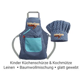 Emily´s Check Chef's Hat + Kitchen Apron + Oven Glove for Children - 3-Piece Set 1428.2002, Kitchen Rocket, Small [3-6 Years]