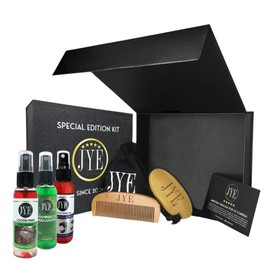Kit Barba y Bigote: Loción Mas Barba, Aceite de Hidratación, Shampoo de Bergamota y Peine y Cepillo JYE Edición Especial