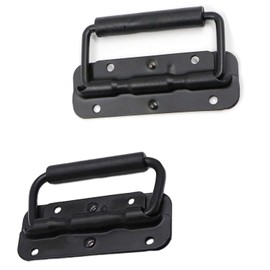BOBOZHONG Hardware Box Handle, Pack of 2 Folding Handles, Stainless Steel Box Handle, Handles, Foldable Box Handle, Black, Handles Handle for Toolbox Door (100 mm)