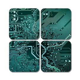 4 x Square Motherboard Coasters - Computer Geek Gamer Tech Jigsaw Gift #78318