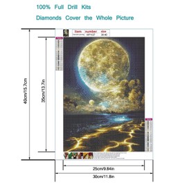 sysiily 2 Pack 5D DIY Moon Diamond Painting Kits, Diamond Picture Art Full Drill Gift Wall Decor Crafts Gift