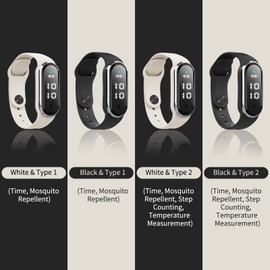 Ultrasonic Mosquito Repellent Bands Non-Toxic Deet Free Bug Insect Repellent Band Reusable Long Protection Support Clock Step Counting Temperature Measurement