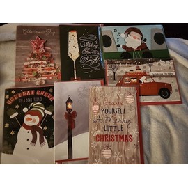 PS Greetings Christmas cards Santa, Joy, Tree, Friend, Holiday,(7 Pack) Envelopes 011