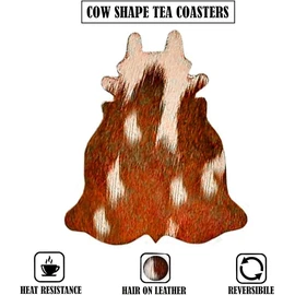 Cowhide Coaster Set of 4 pcs Natural Cowhide Drink Coasters Hair On Coasters Leather Tea Cup Coasters Home Décor & Home Living Ideas (Cow)