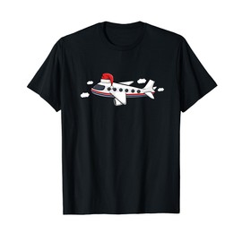 Airplane Santa Hat Christmas Pajama Cool X-Mas Plane Pilot T-Shirt
