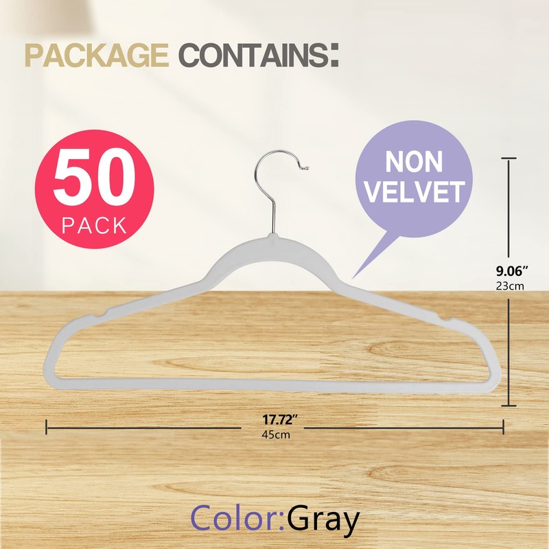 MOERKADA 50 Pack Ultra-Thin Plastic Clothes Hangers (17.7 Inch) -