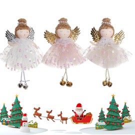 Satiskid 3 Pcs Christmas Tree Hanging Plush Ornaments Xmas Tree Angel Ornaments Christmas Angel Hanging Tree Pendant Decoration for Christmas Holiday Home Party Decor