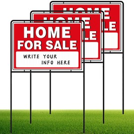 Home For Sale Sign with Stakes, Double Sided Signs, For Sale By Owner Signs for Real Estate, Yard Sign for Home House Real Estate,(3 Pack)