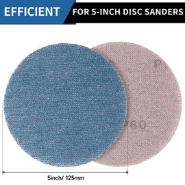 PMIQSA 50 Pcs 125mm Sanding Discs, Hook and Loop Mesh Sanding Pads 60 Grit, Dust-Free & Anti-Clogging, for Drywall Efficient Dust Removal Random Orbital Sander