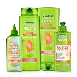 Garnier, Kit Fructis Rutina Completa Adios Esponjado Antifrizz, Shampoo 650Ml, Acondicionador 650Ml, Crema Para Peinar 300Ml, Tratamiento 180Ml Keratina Oleo De Argan