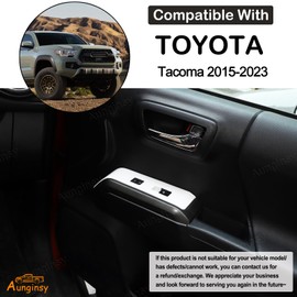 Aunginsy Car Door Window Glass Lift Button Panel Trim Cover Compatible with Toyota Tacoma 2016-2023 Front and Rear 4Pcs Doors Armrest Window Control Power Switch Decorative Frame Sticker Accessories