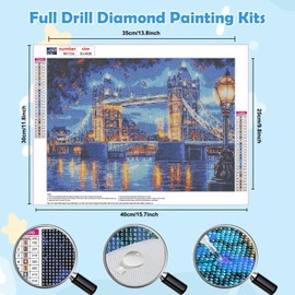 HEIBAGO 5D Diamond Painting Kits for Adults, DIY Bridge Full Drill Diamond Art Painting Kits, Diamond Dots Kits Landscape Crystal Rhinestone Embroidery Art Pictures for Home Wall 30x40cm