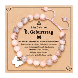 Aunis 8th/9th/10th Birthday Gifts for Girls Butterfly Natural Stone Bracelets with Quote Card